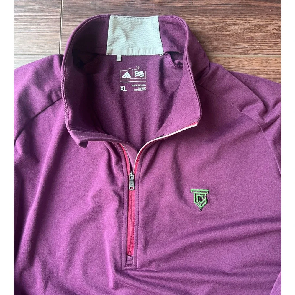 Adidas Golf Mens XL Purple Quarter Zip Pullover Long Sleeve Performance Shirt